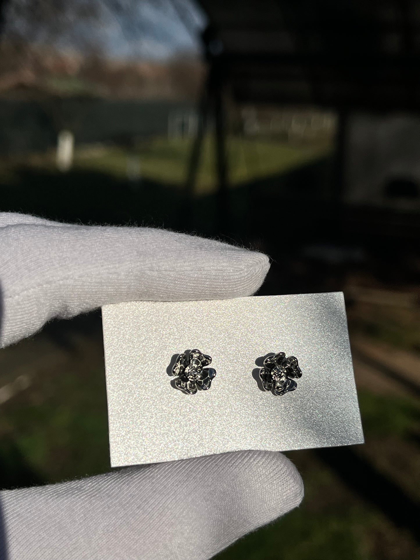 Cercei din argint inspirați de floarea de cireș