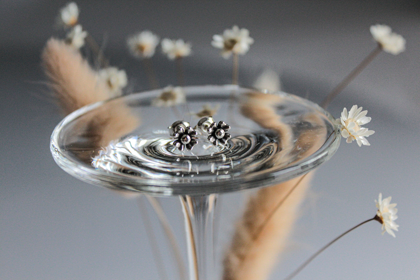 Cercei din argint cu flori de Aubrieta