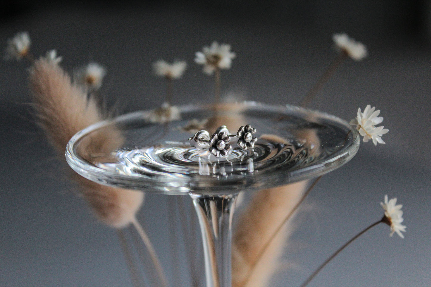 Cercei din argint cu flori de Aubrieta